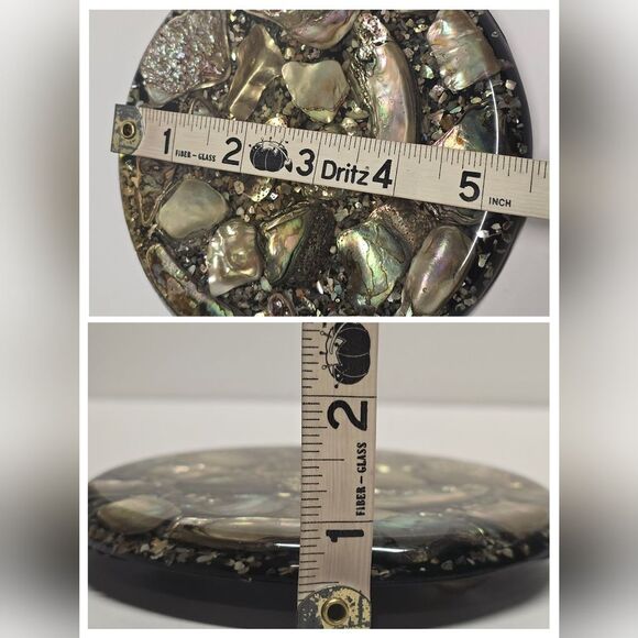 Vintage Abalone Shell Trivet Hot Plate Betty's Shells California Lucite MCM - Picture 8 of 8